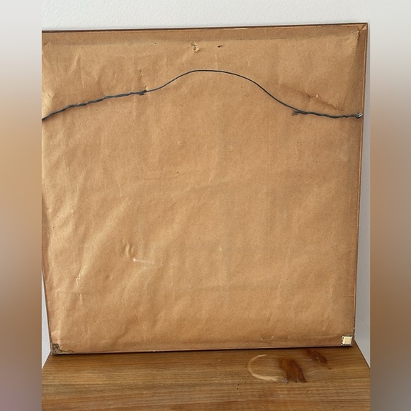 Vintage Gorgeous crewel fibre art Boho 1970s Owl framed under glass 15.5x15.5 - Picture 4 of 10